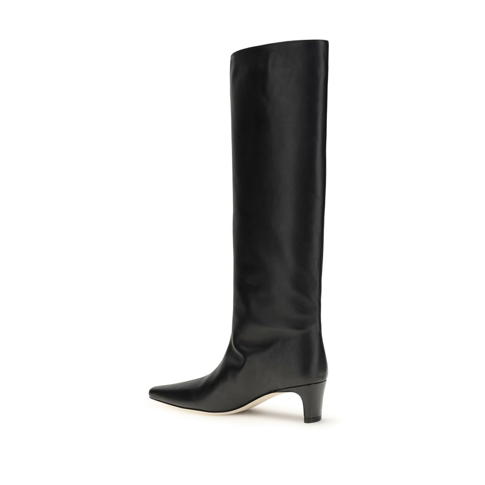 Staud Schwarze Kalbshaut Bos Taurus High Heel Stiefel
